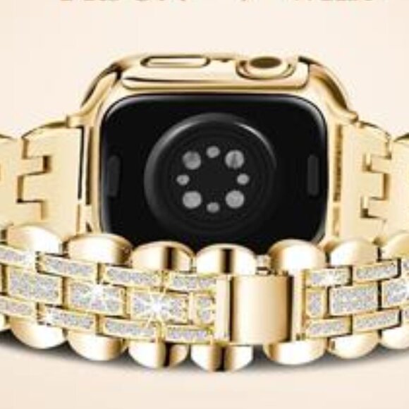 NEW Gold Bling Diamond Jewelry Watch Band + Case main image 4